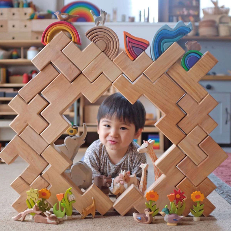 Wooden Building Set Stairway - Natural