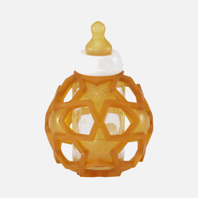 Glass and Natural Rubber Baby Bottle With Star Ball Cover - 120ml