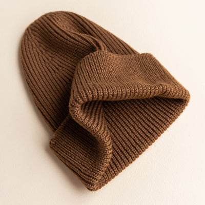 Adult's Merino Wool Fonzie Beanie - Mocha