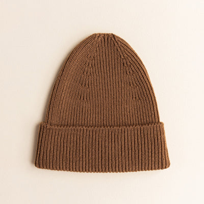 Adult's Merino Wool Fonzie Beanie - Mocha
