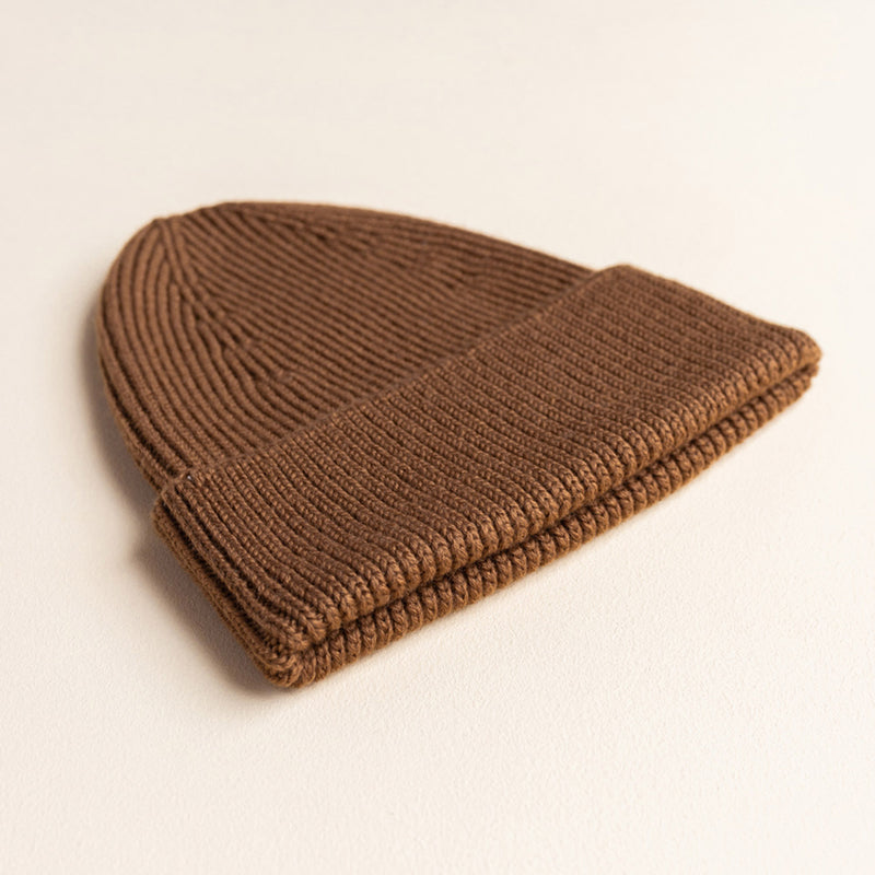 Adult's Merino Wool Fonzie Beanie - Mocha