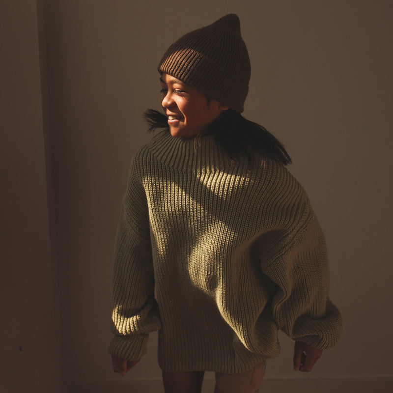 Baby & Kids Merino Wool Fonzie Beanie - Mocha