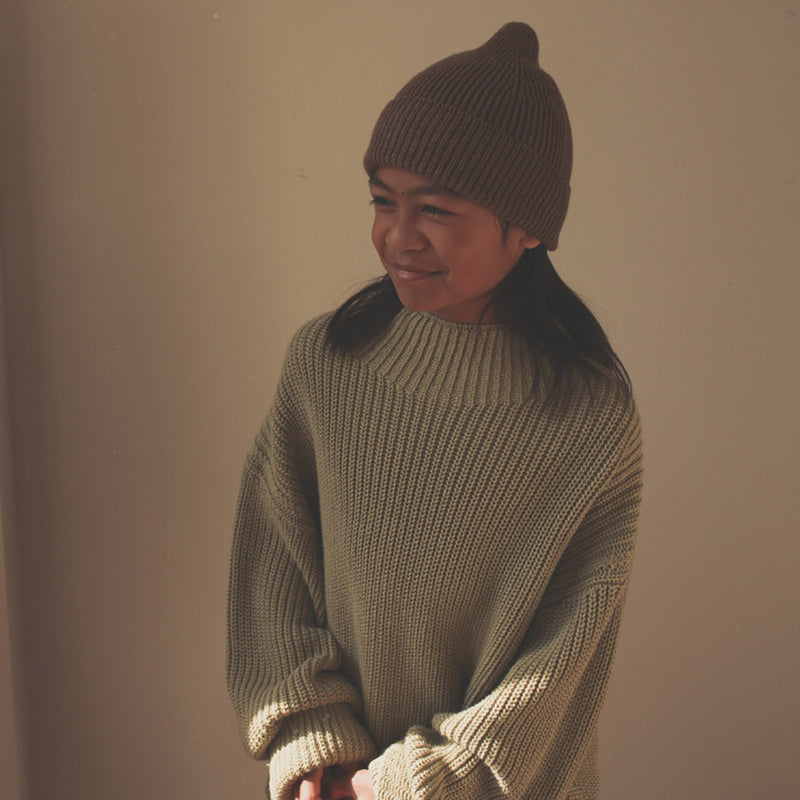 Baby & Kids Merino Wool Fonzie Beanie - Mocha