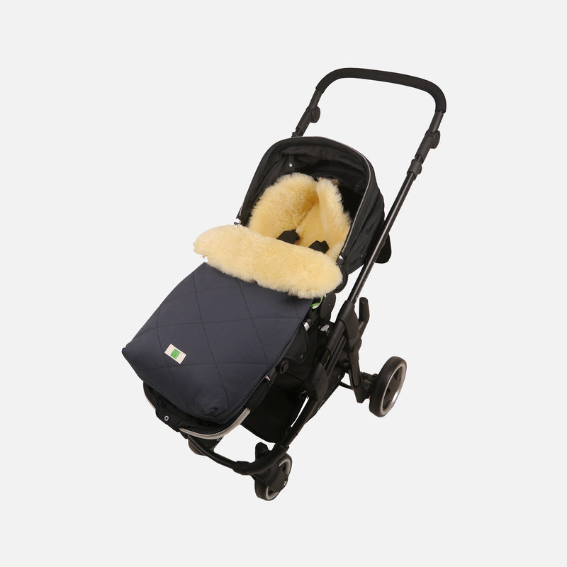 Cotton/Sheepskin Universal Pushchair Footmuff - Dark Anthracite