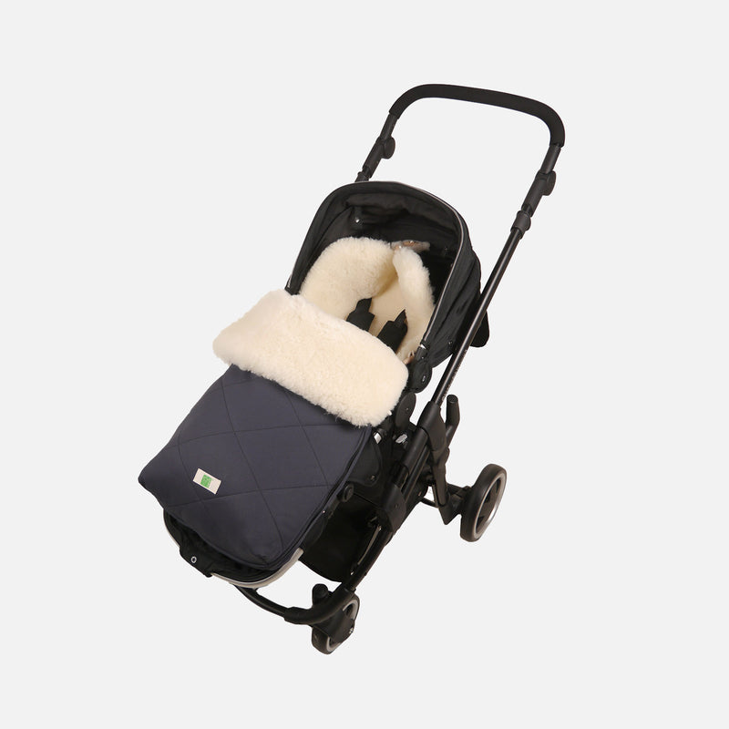 Cotton Mimosa Tanned Sheepskin Universal Pushchair Footmuff - Dark Anthracite