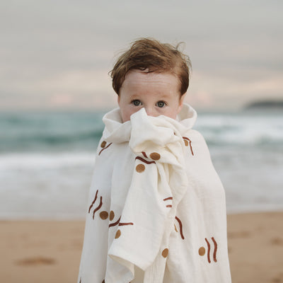 Handprinted Cotton Swaddle  - Swell