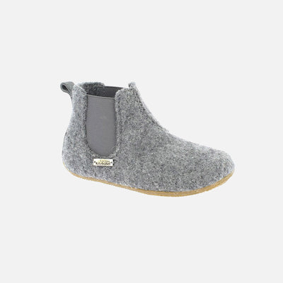 Boiled Wool Chelsea Slipper Shoe - Grey Melange