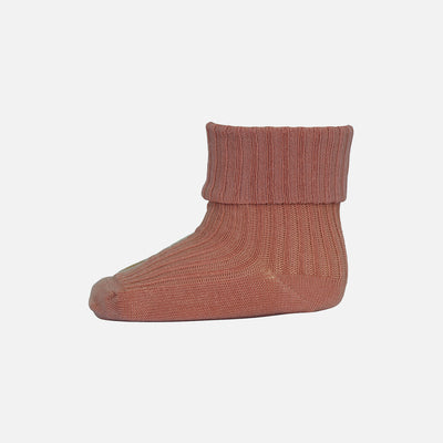 Wool Rib Ankle Socks - Copper Brown