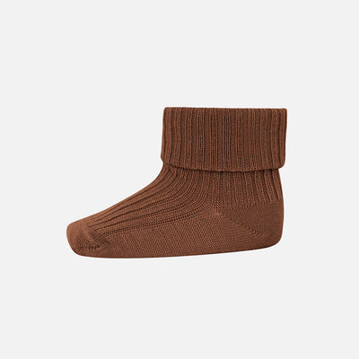 Wool Rib Ankle Socks - Pecan Pie