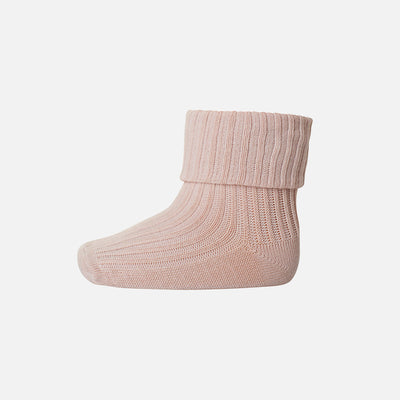 Wool Rib Ankle Socks - Rose Dust