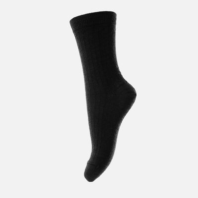 Wool Rib Socks - Black