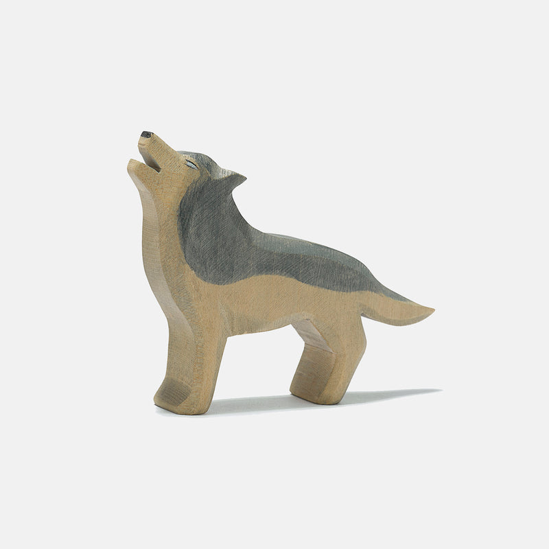 Handcrafted Wooden Howling Wolf