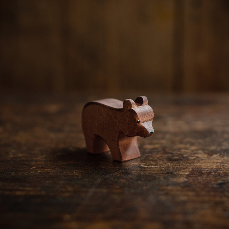 Handcrafted Wooden Small Bear Running