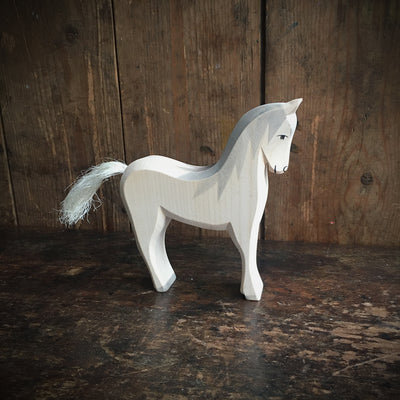 Handcrafted Wooden White Horse