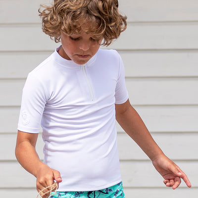 Max UV Half Zip Swim Shirt - White