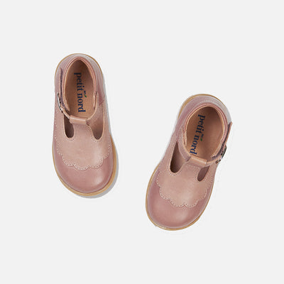 Toddler Leather Charlston T-Bar Shoes - Old Rose