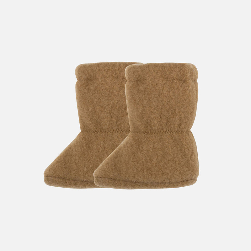 Baby Merino Wool Fleece Booties - Warm Sand
