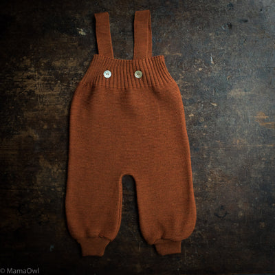 Baby Merino Wool Dungarees - Copper