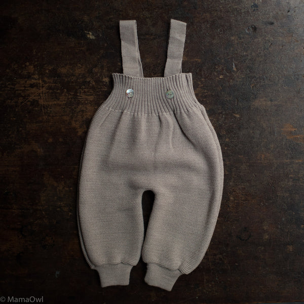 Baby Merino Wool Dungarees - Beige
