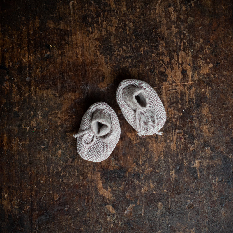 Baby Merino Wool Booties - Beige