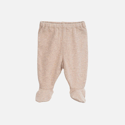 Baby Cotton Newborn Footed Pants - Oat Melange