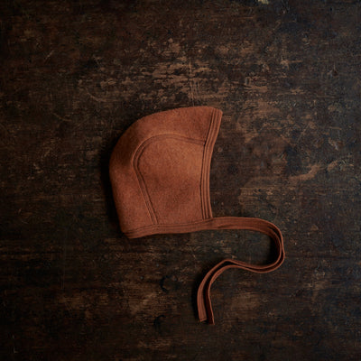Piculet Baby Bonnet - Merino Wool Fleece - Deep Rust
