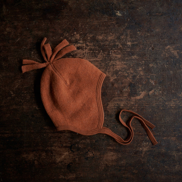 Pewit Baby Hat - Merino Wool Fleece - Deep Rust