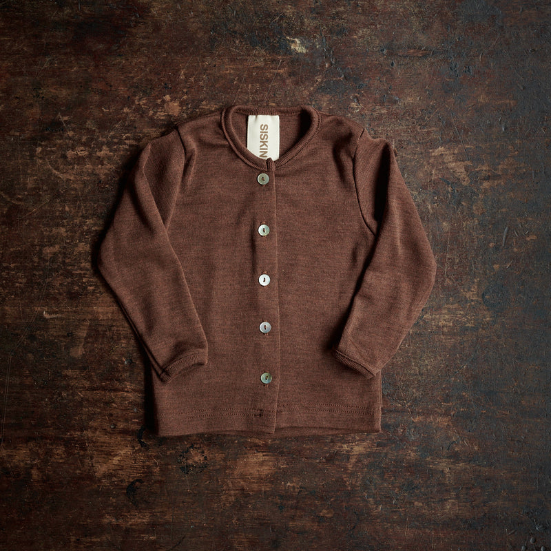 Dove Baby Cardigan - Merino Wool & Silk - Squirrel