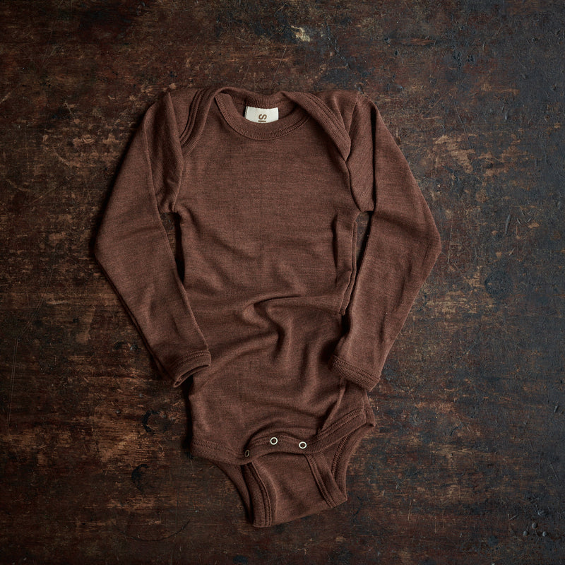 Robin Baby Body - Merino Wool & Silk - Squirrel