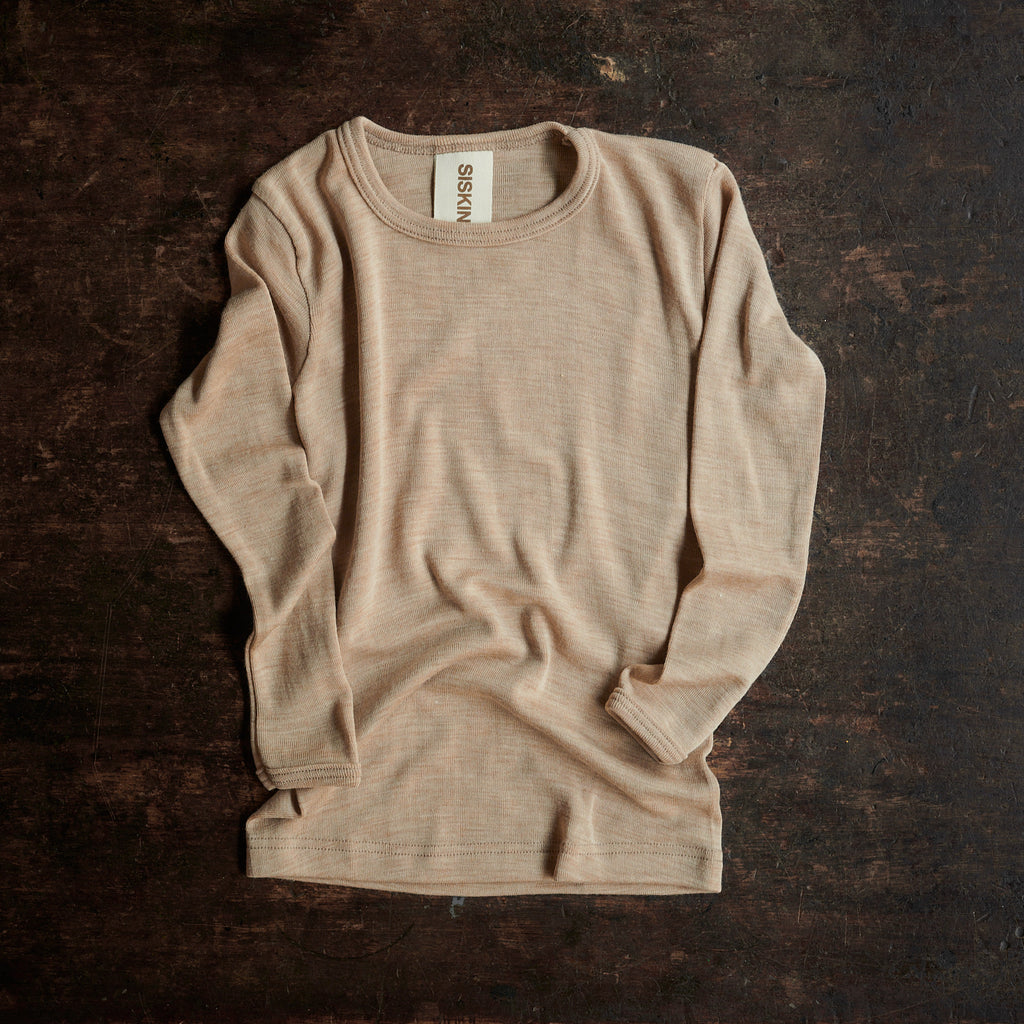 Long-Underwear Shirt in Organic Wool-Silk Blend, Unisex, Natural