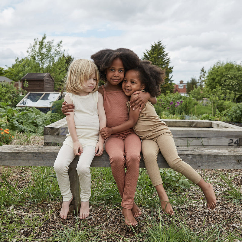 Merino Wool/Silk Pointelle Leggings - Pearl