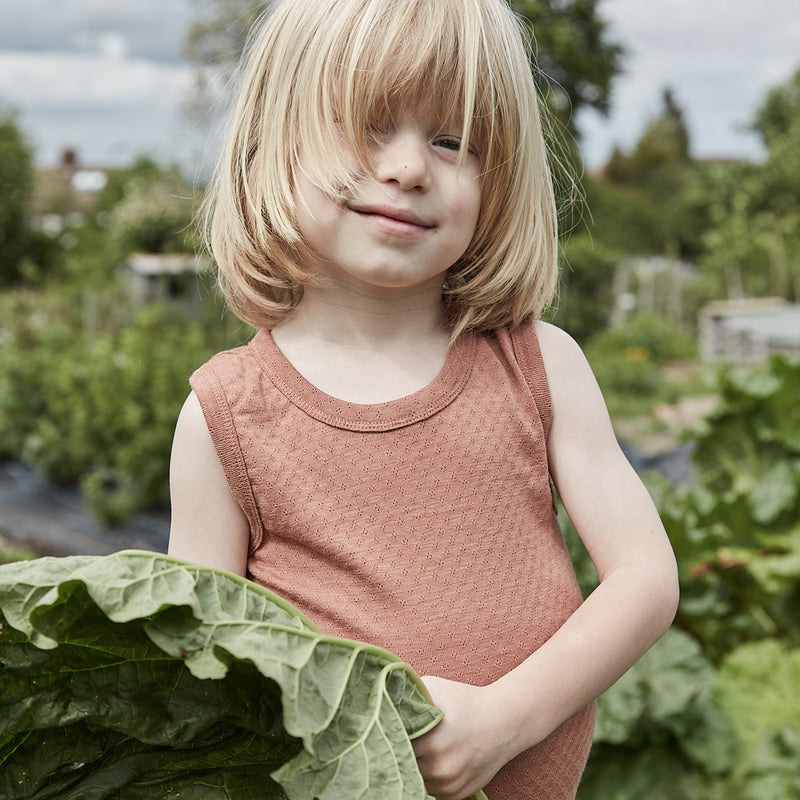 Merino Wool/Silk Pointelle Vest - Rosewood