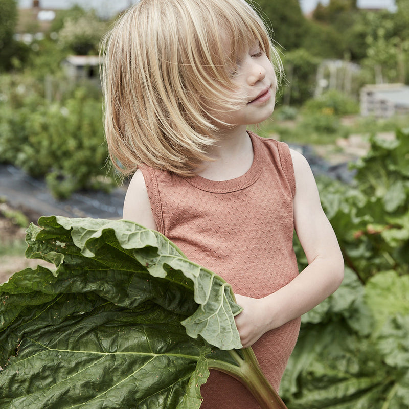 Merino Wool/Silk Pointelle Vest - Rosewood