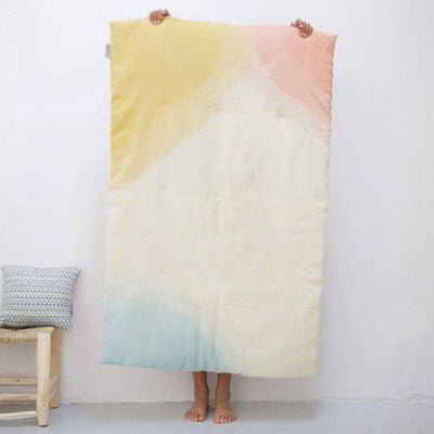 Hand Dyed Wool Crepe Wawa Quilt - Rainbow Pink