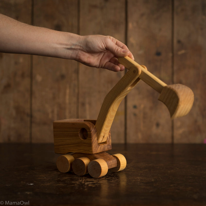 Handmade Large Handmade Wooden Excavator