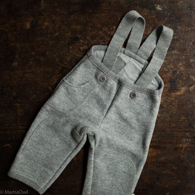 Baby & Kids Boiled Merino Wool Pocket Dungarees - Grey
