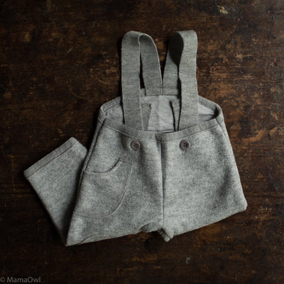 Baby & Kids Boiled Merino Wool Pocket Dungarees - Grey