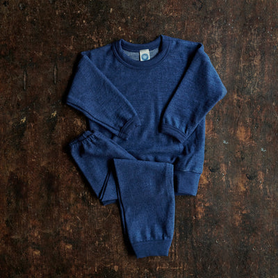 Merino Wool Terry Pyjama Set - Blue