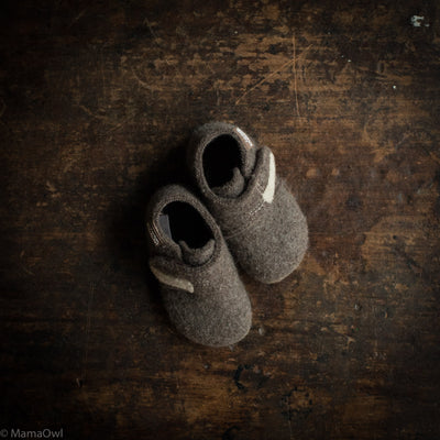 Boiled Wool Slipper shoe - Brown Melange