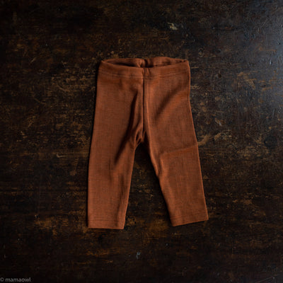 Finch Baby Leggings - Merino Wool & Silk - Deep Rust