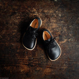 Kids Leather Lace Up Shoes - Black - Black Laces