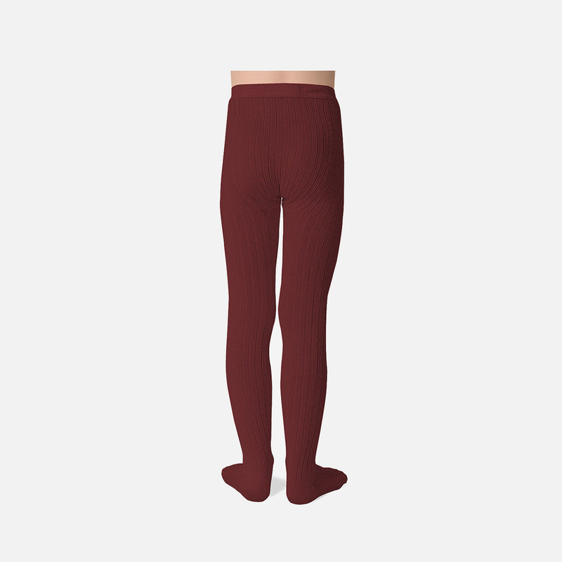 Baby & Kids Cotton Rib Tights - Chestnut