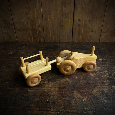 Wooden Small Tractor With Trailer