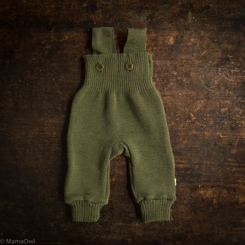 Baby & Kids Merino Wool Dungarees - Olive