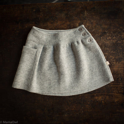 Boiled Merino Wool Skirt - Grey