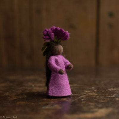 Handmade Autumn Wool Fairy - Michaelmas Daisy Girl - Black