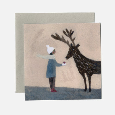 Greeting Card - An Apple For Reindeer