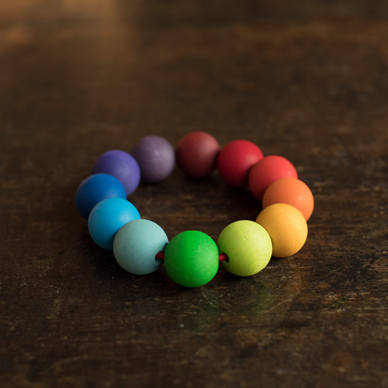 Wooden Rainbow Bead Ring