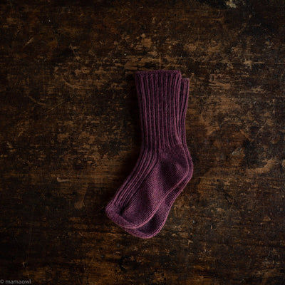Baby, Kids & Adults Merino Wool Socks - Aubergine Melange