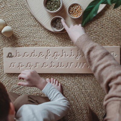 Wooden Cursive Alphabet Board - Natural